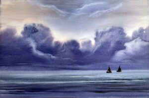Val Vaniakin – Sailing Worlds_19x23x1_framed_watercolor